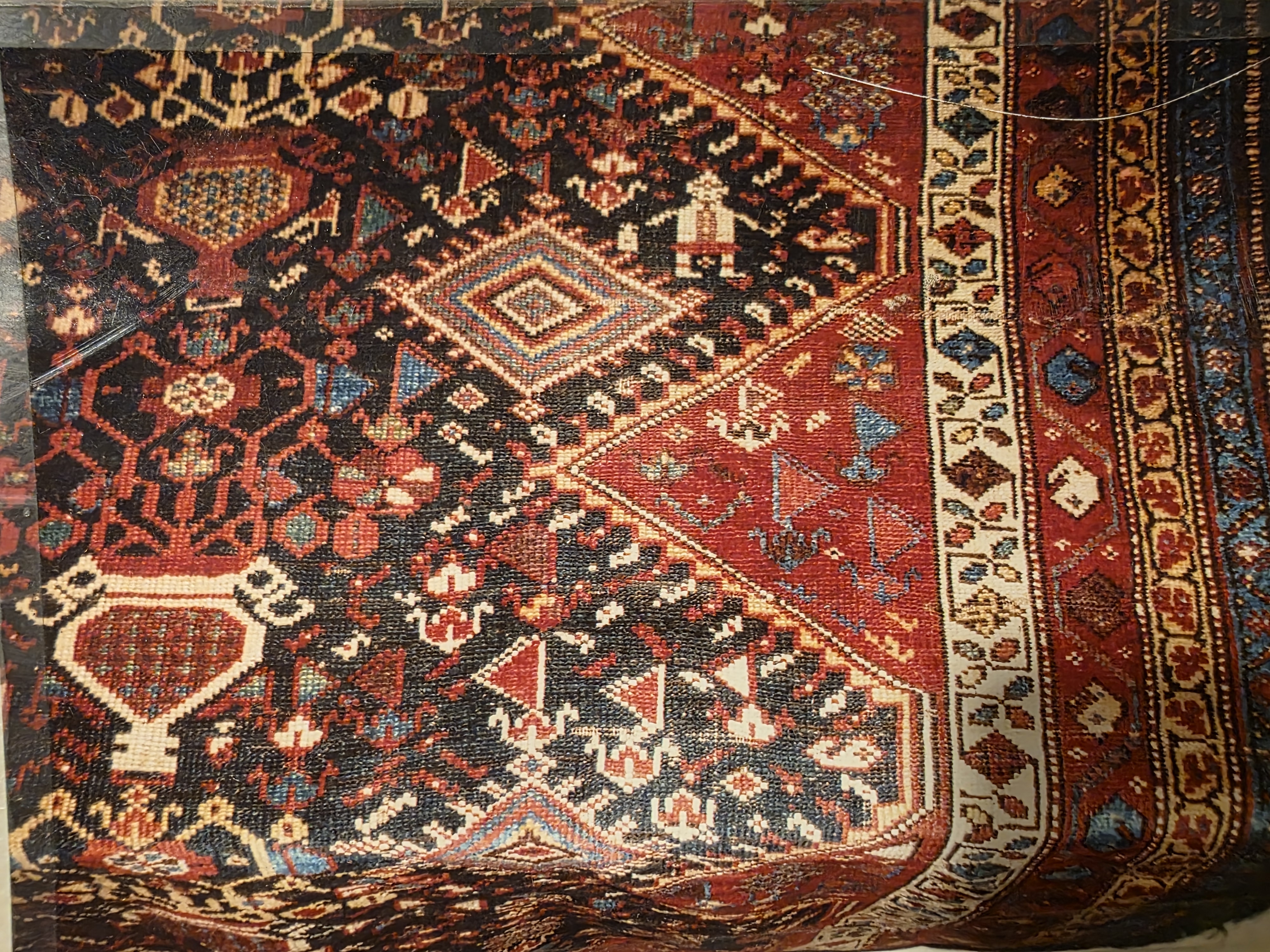 Oriental rug corner after the missing section was restored