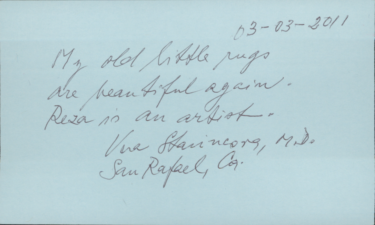 Scanned customer letter for Village Rug Repair