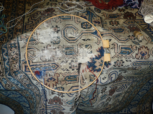 Oriental rug before detailed restoration