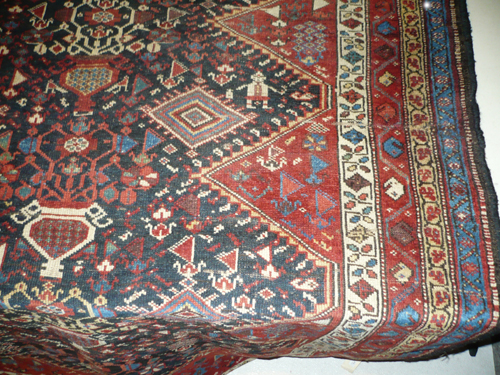 Worn rug area after repair