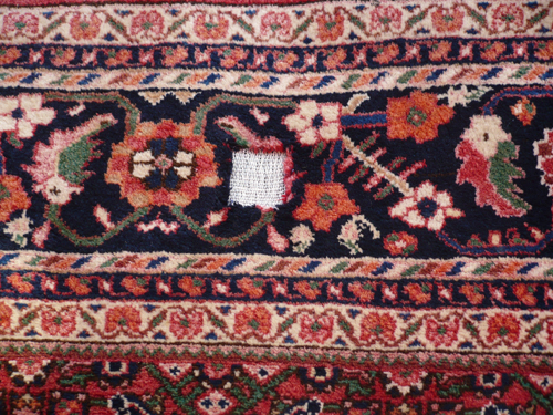 Rug corner restoration in progress
