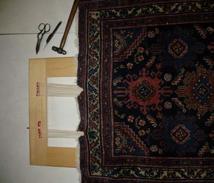 Oriental rug fringe repair example